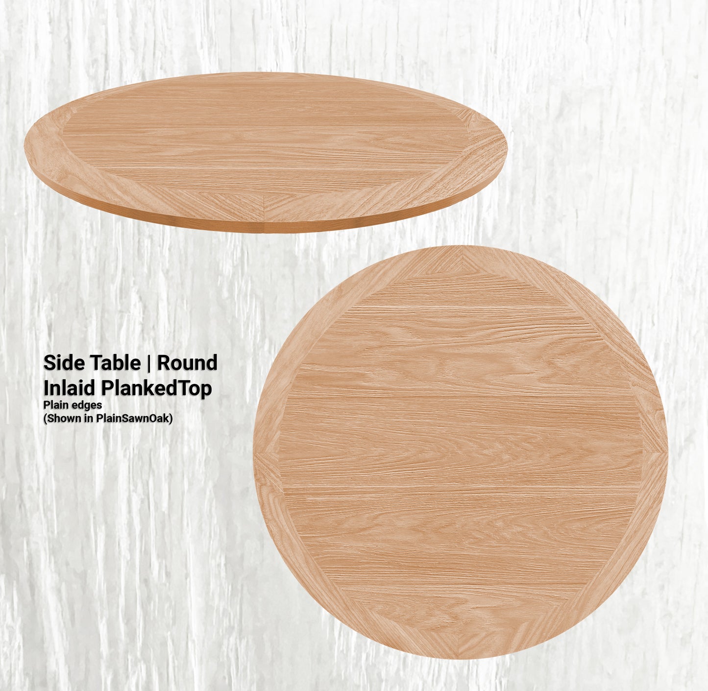 10" - 18" Side Table | Round Inlaid PlankedTop