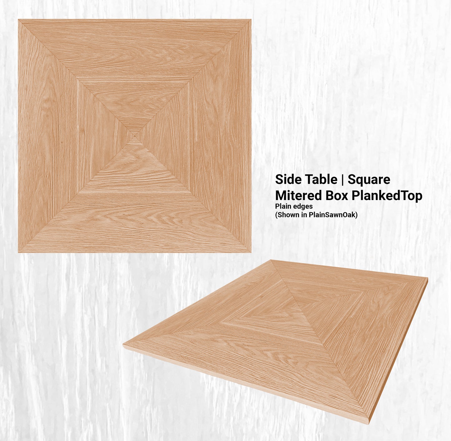 10" - 18" Side Table | Square Mitered Box PlankedTop