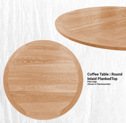 52" Diameter Coffee Table | Round Inlaid PlankedTop