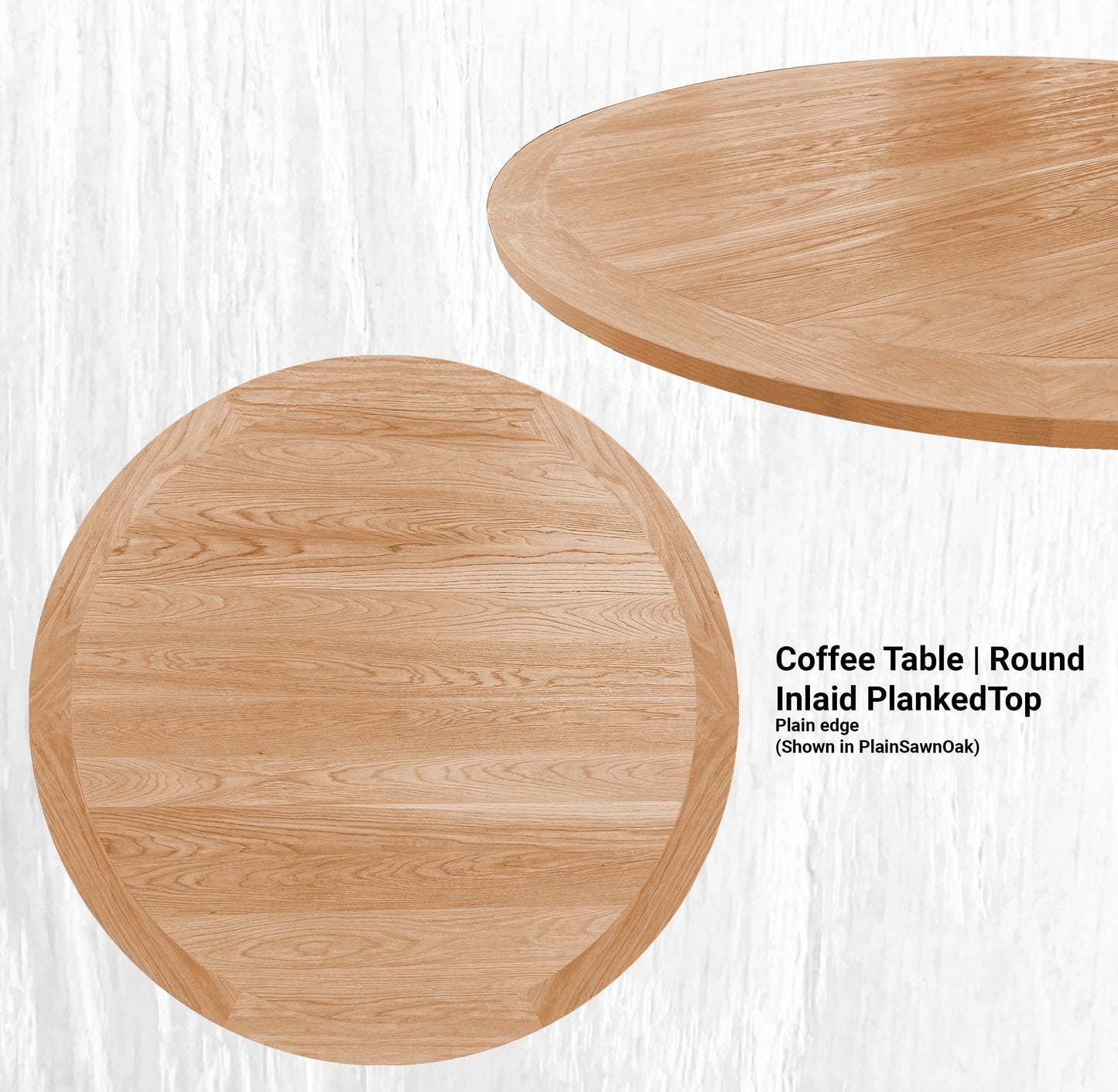 58" Diameter Coffee Table | Round Inlaid PlankedTop