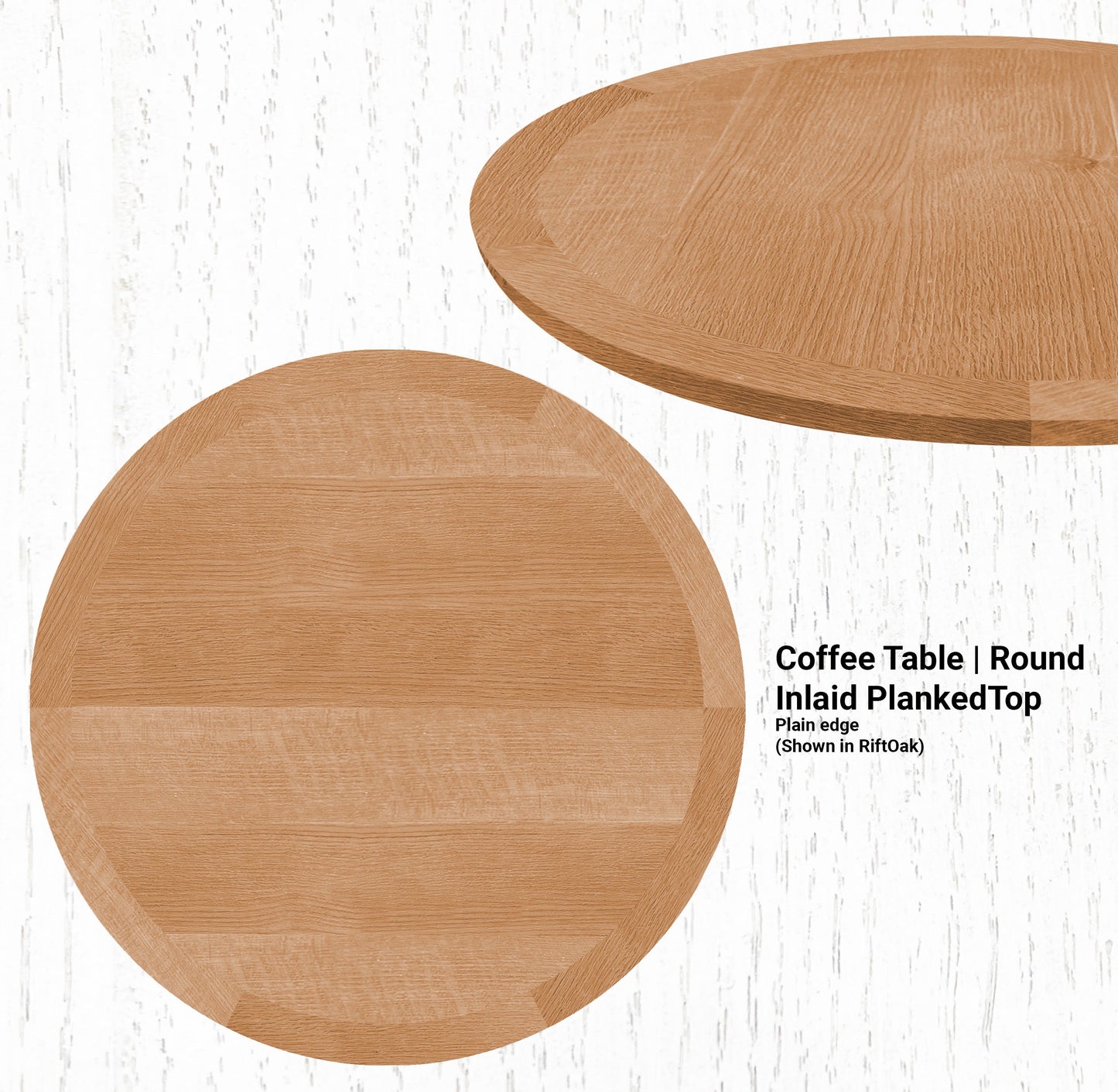 50" Diameter Coffee Table | Round Inlaid PlankedTop