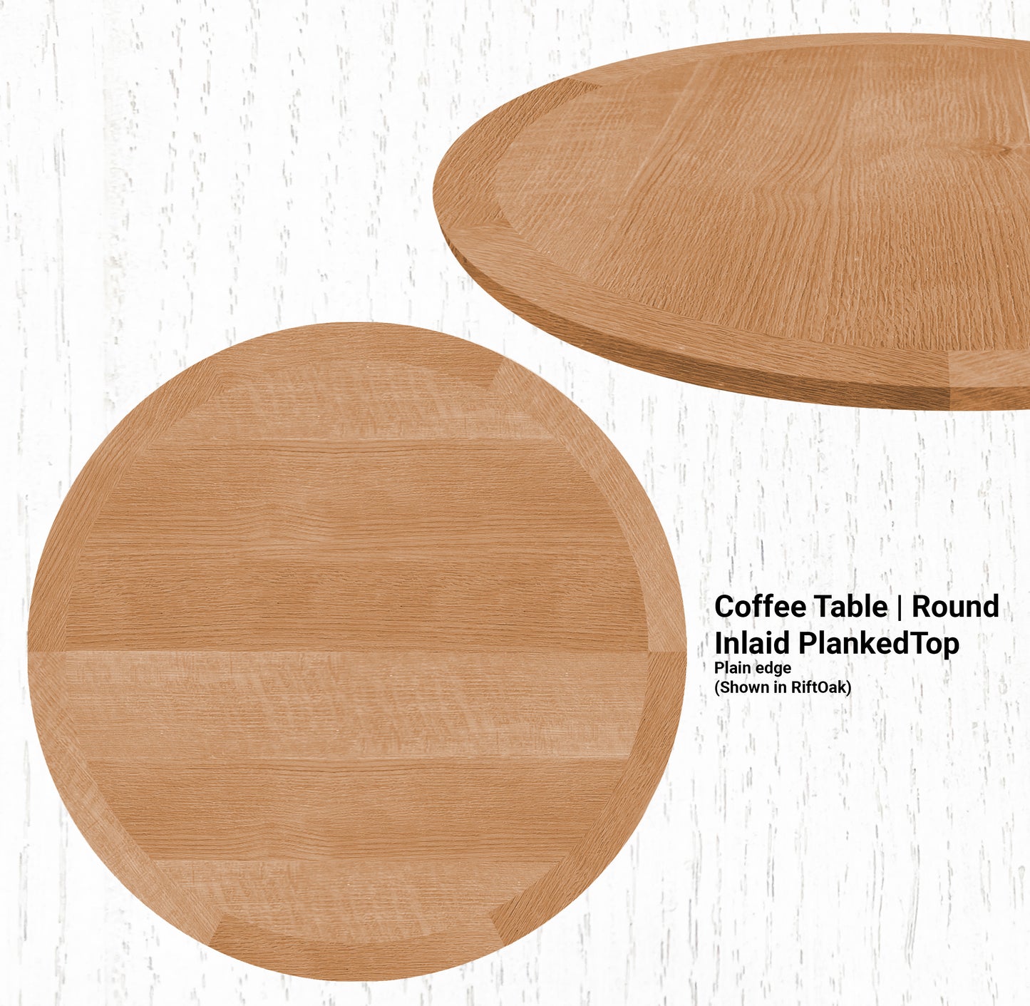 42" Diameter Coffee Table | Round Inlaid PlankedTop