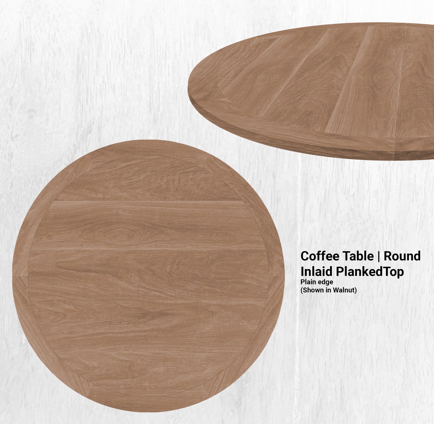 60" Diameter Coffee Table | Round Inlaid PlankedTop