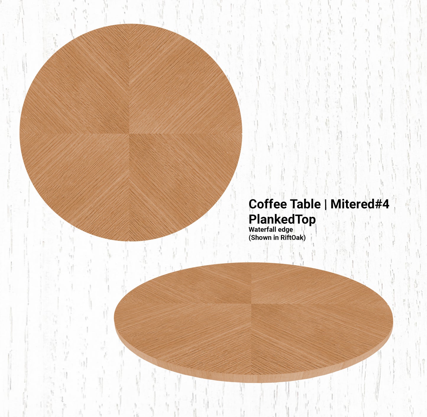 42" Diameter Coffee Table | Round Mitered#4 PlankedTop