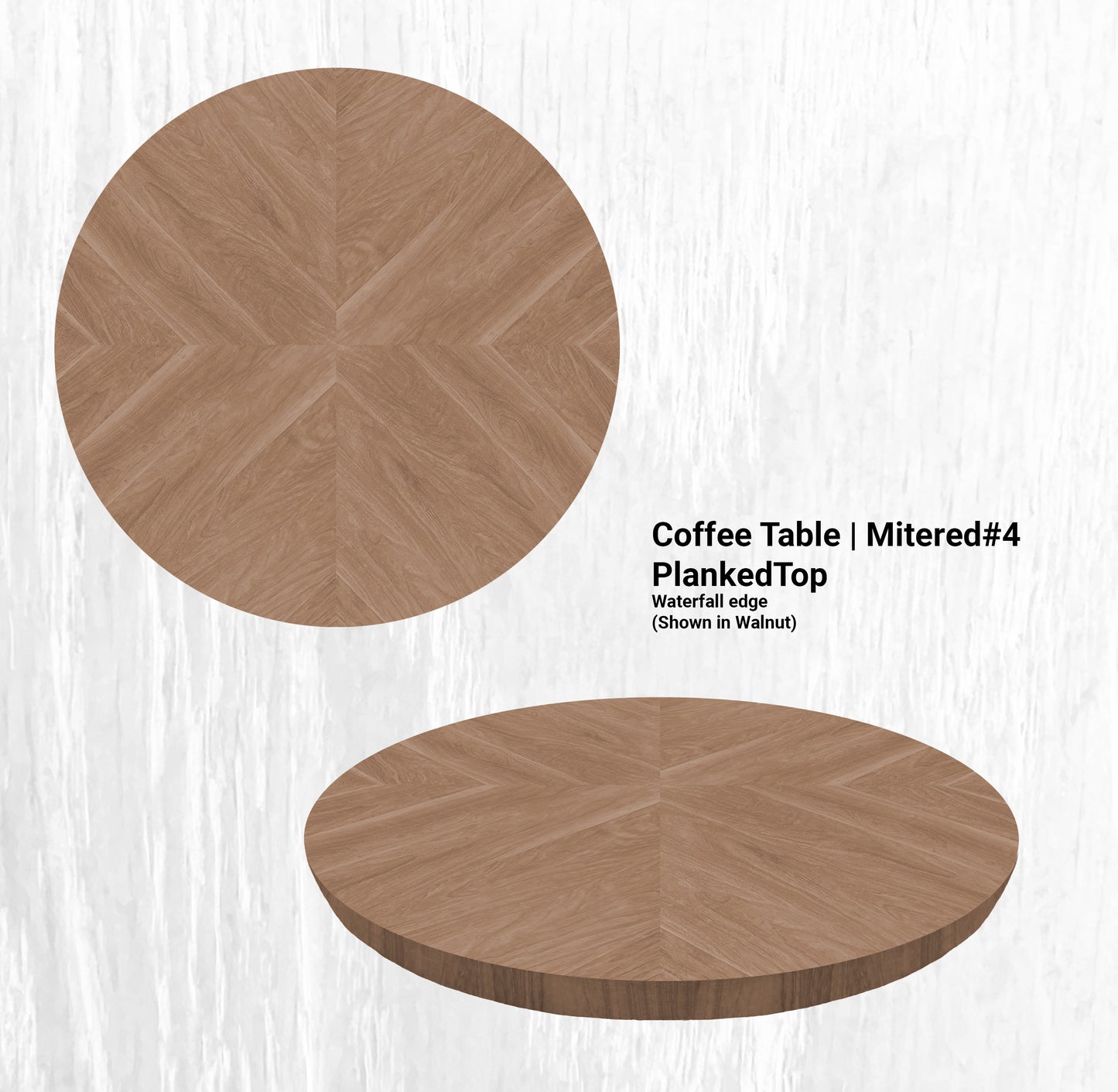 38" Diameter Coffee Table | Round Mitered#4 PlankedTop