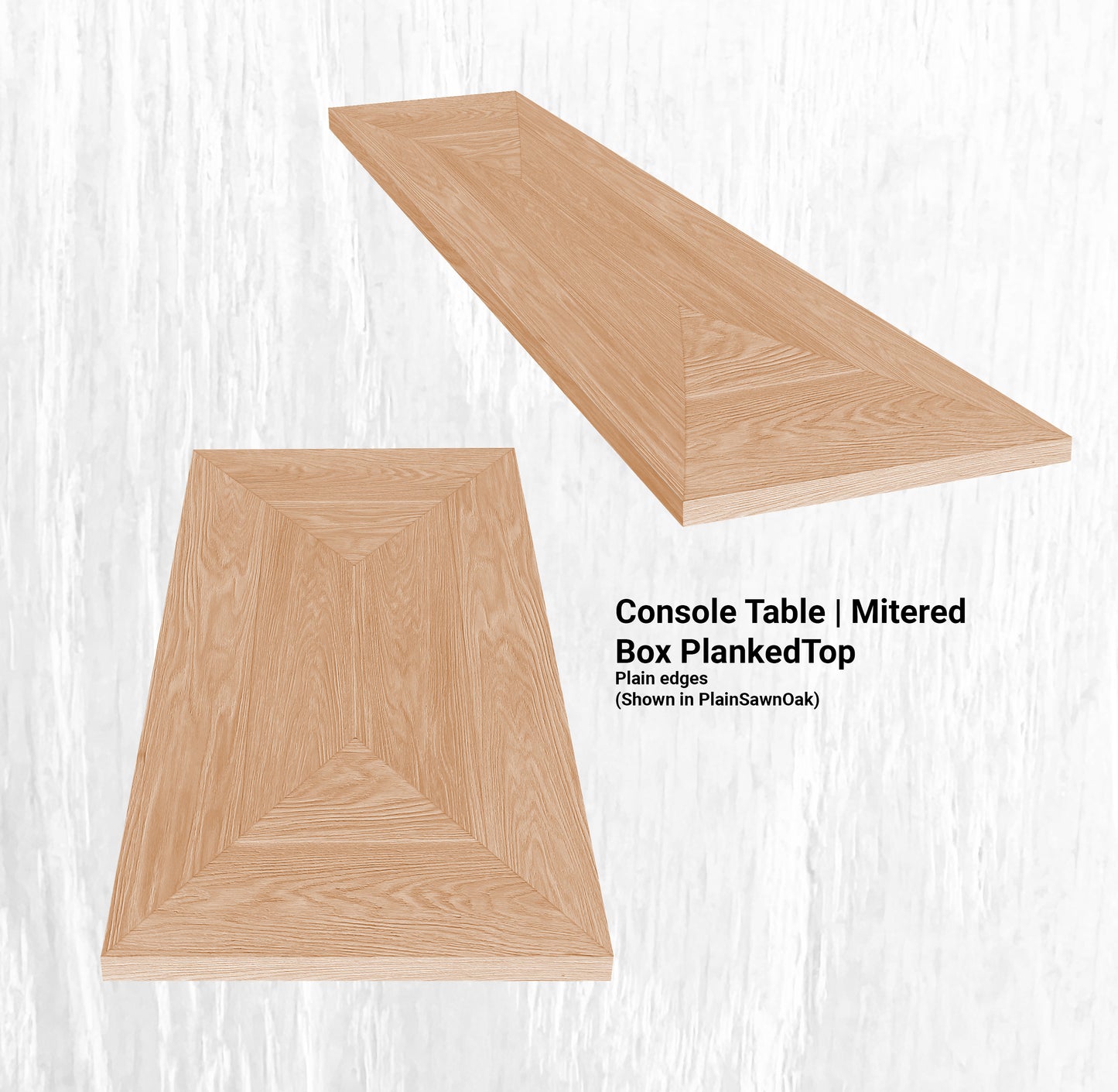 96"L Console Table | Mitered Box PlankedTop