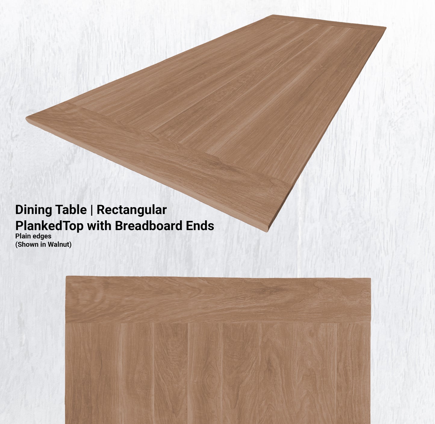 60"L Dining Table | Rectangualr PlankedTop with Breadboard Ends