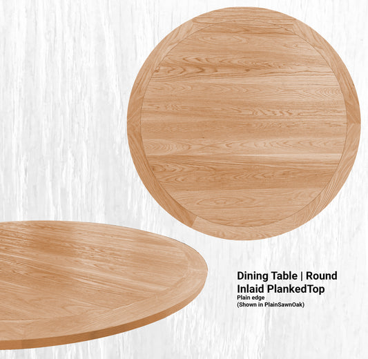 60" Diameter Dining Table | Round Inlaid PlankedTop