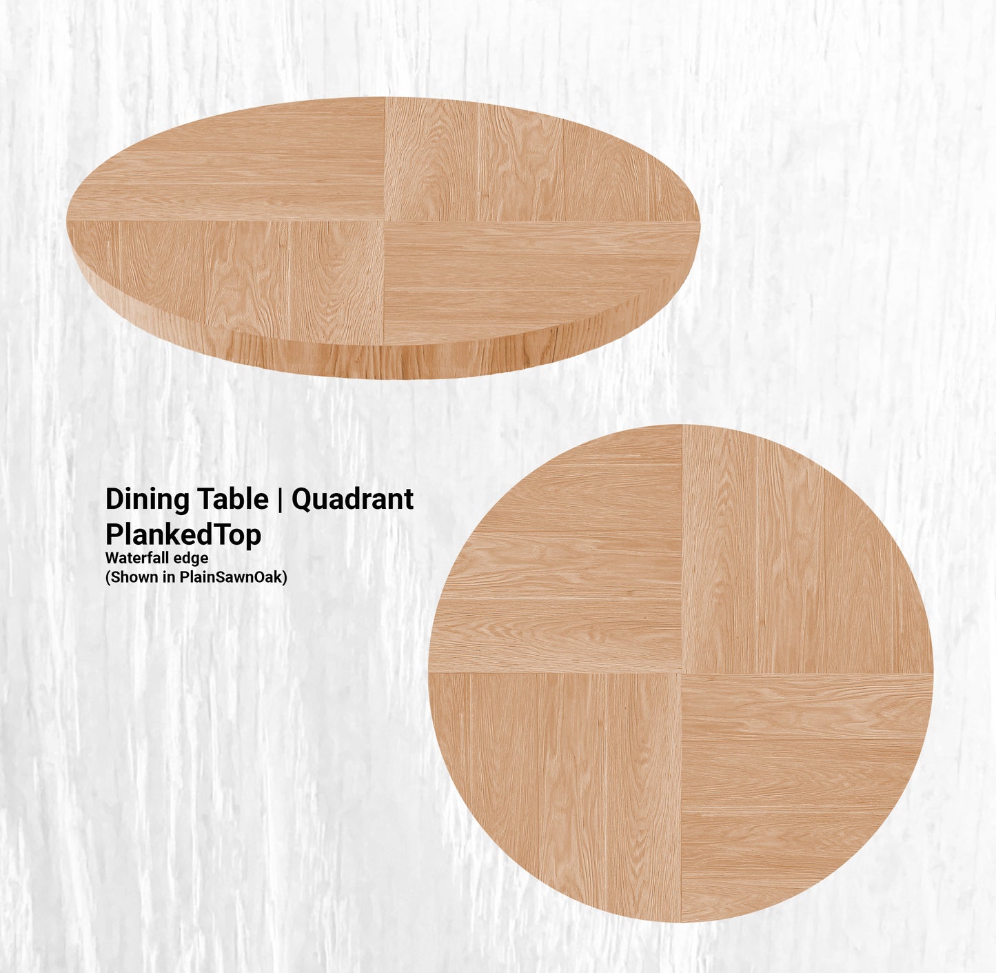 60" Diameter Dining Table| Round  Quadrant PlankedTop