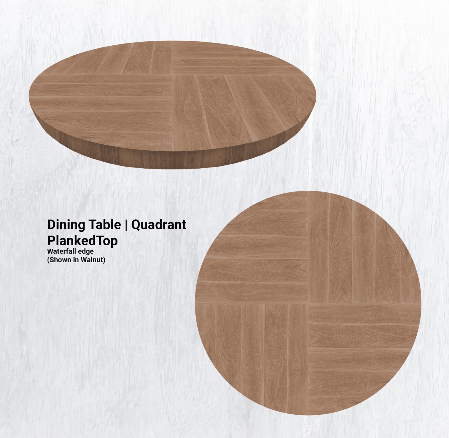 60" Diameter Dining Table| Round  Quadrant PlankedTop