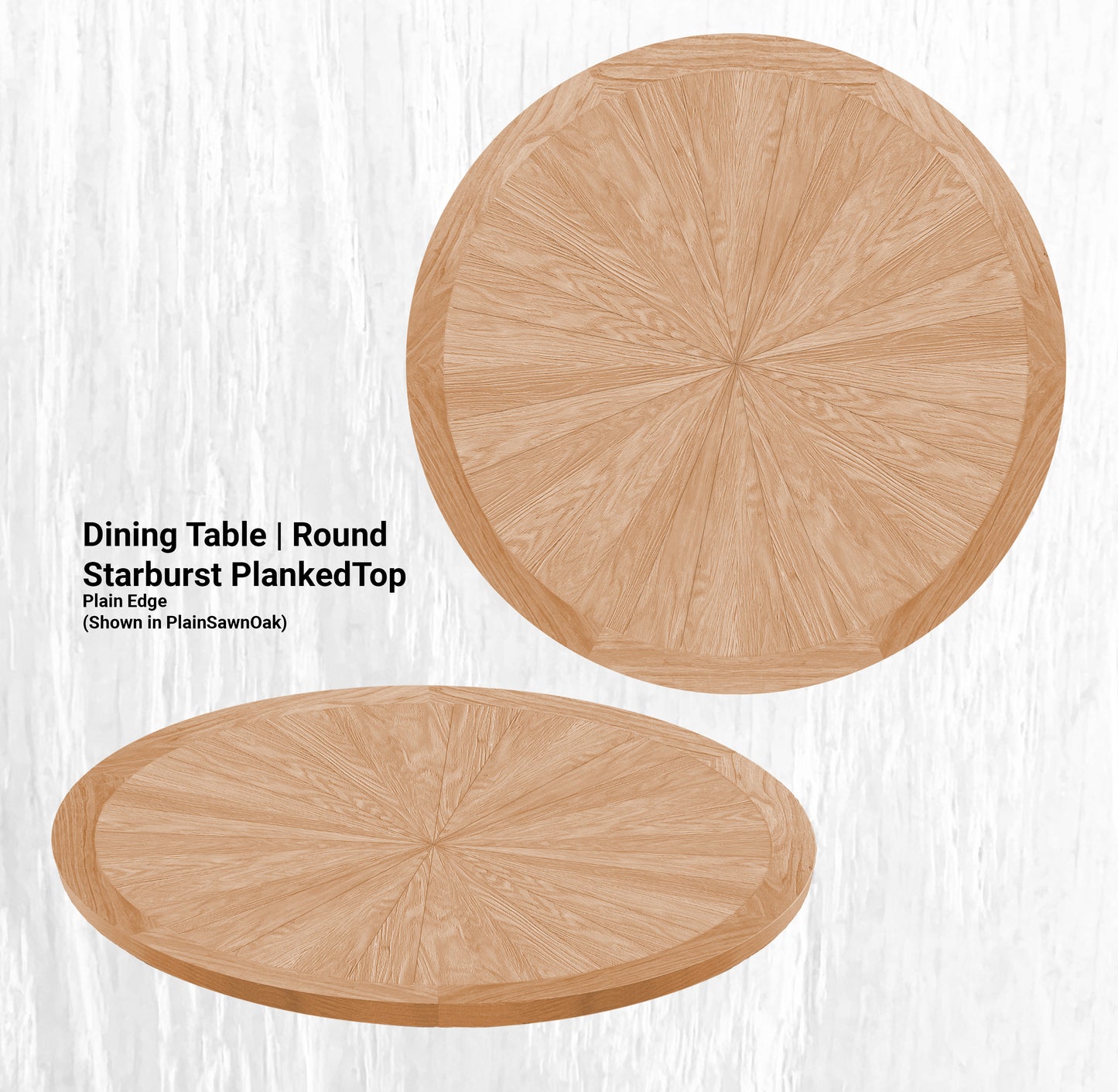 64" Diameter Dining Table | Round Starburst PlankedTop