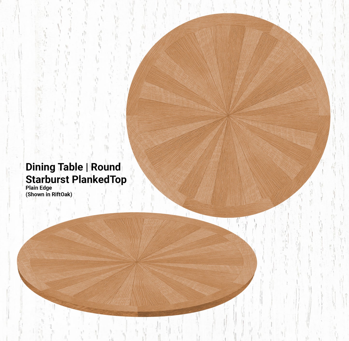 64" Diameter Dining Table | Round Starburst PlankedTop