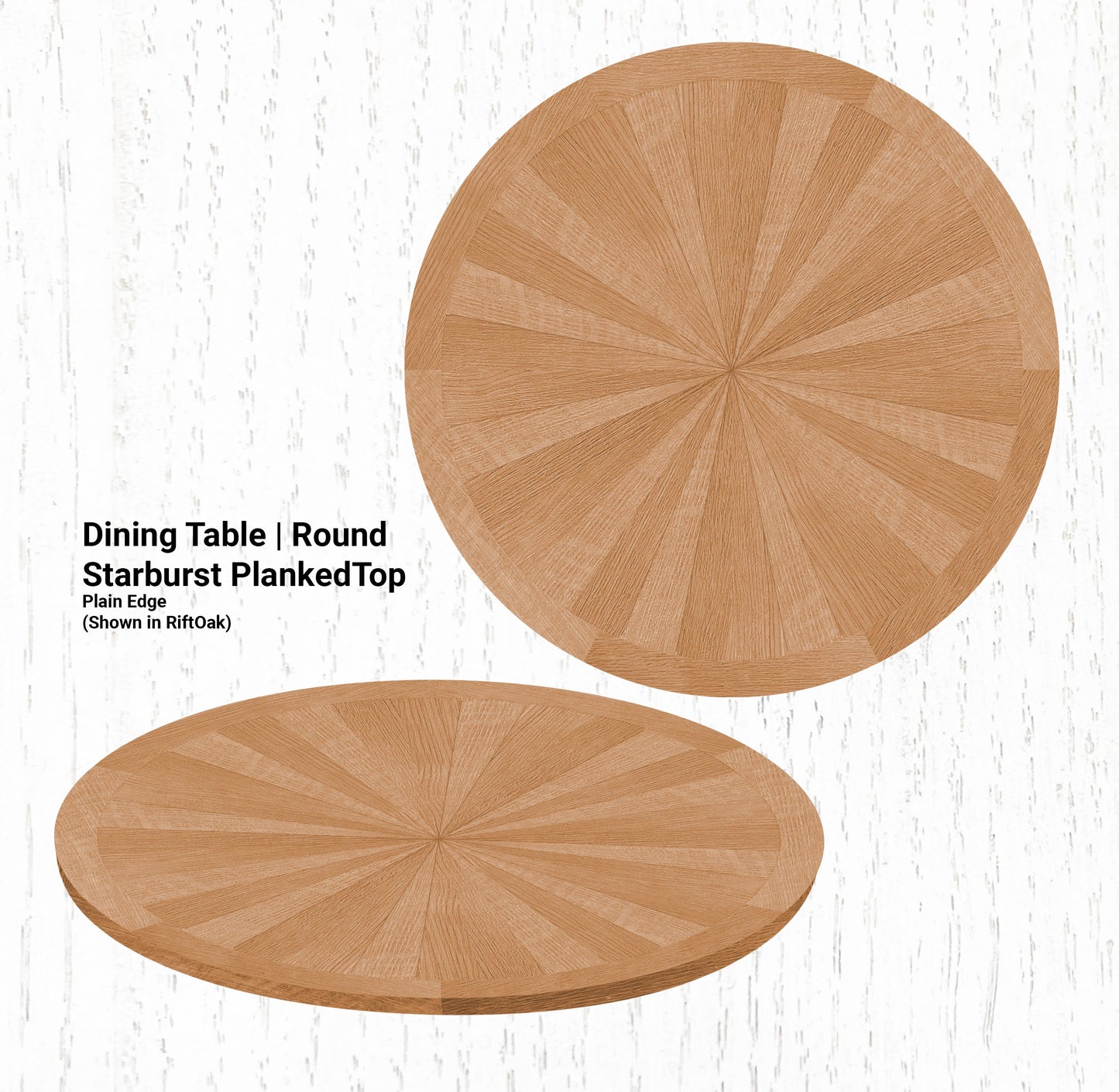 66" Diameter Dining Table | Round Starburst PlankedTop