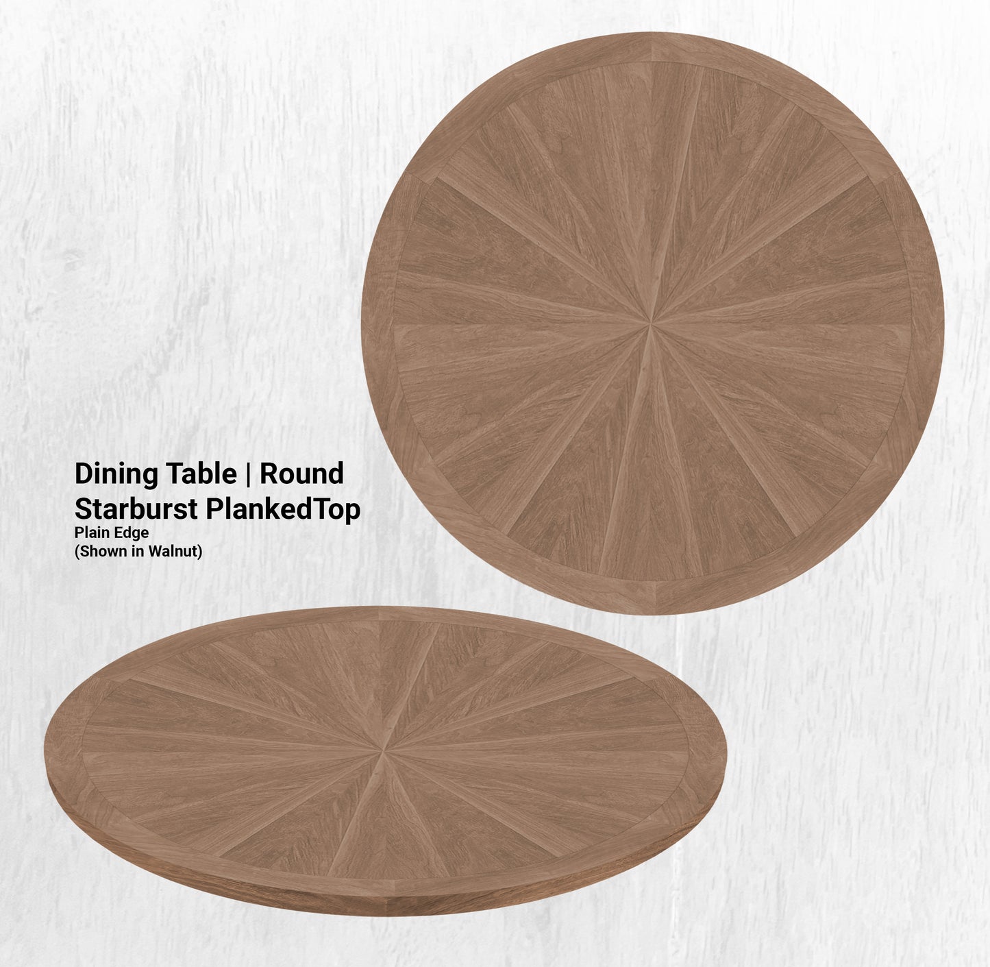 60" Diameter Dining Table | Round Starburst PlankedTop