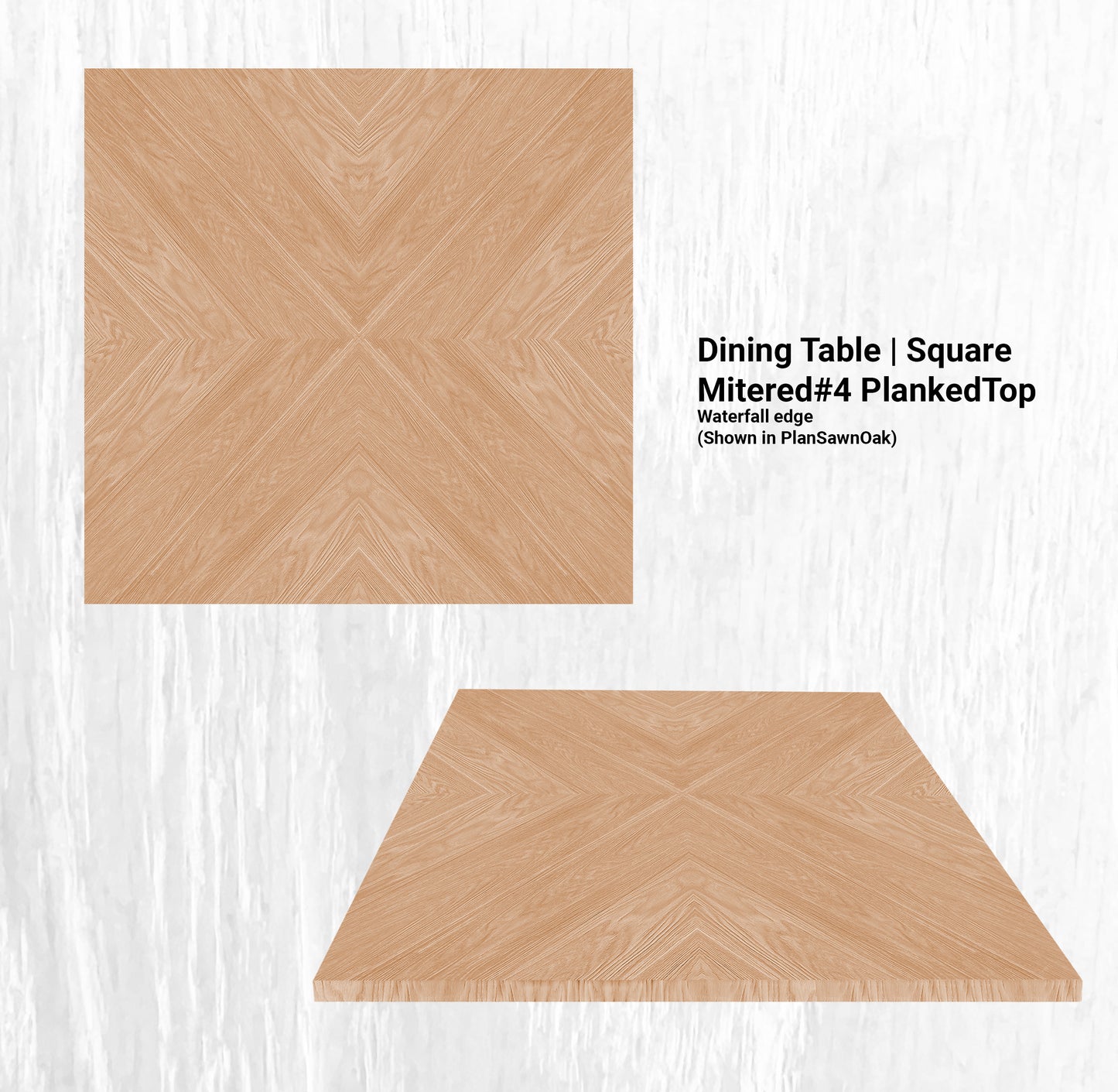 60"L x 60"W Dining Table | Square Mitered#4 PlankedTop