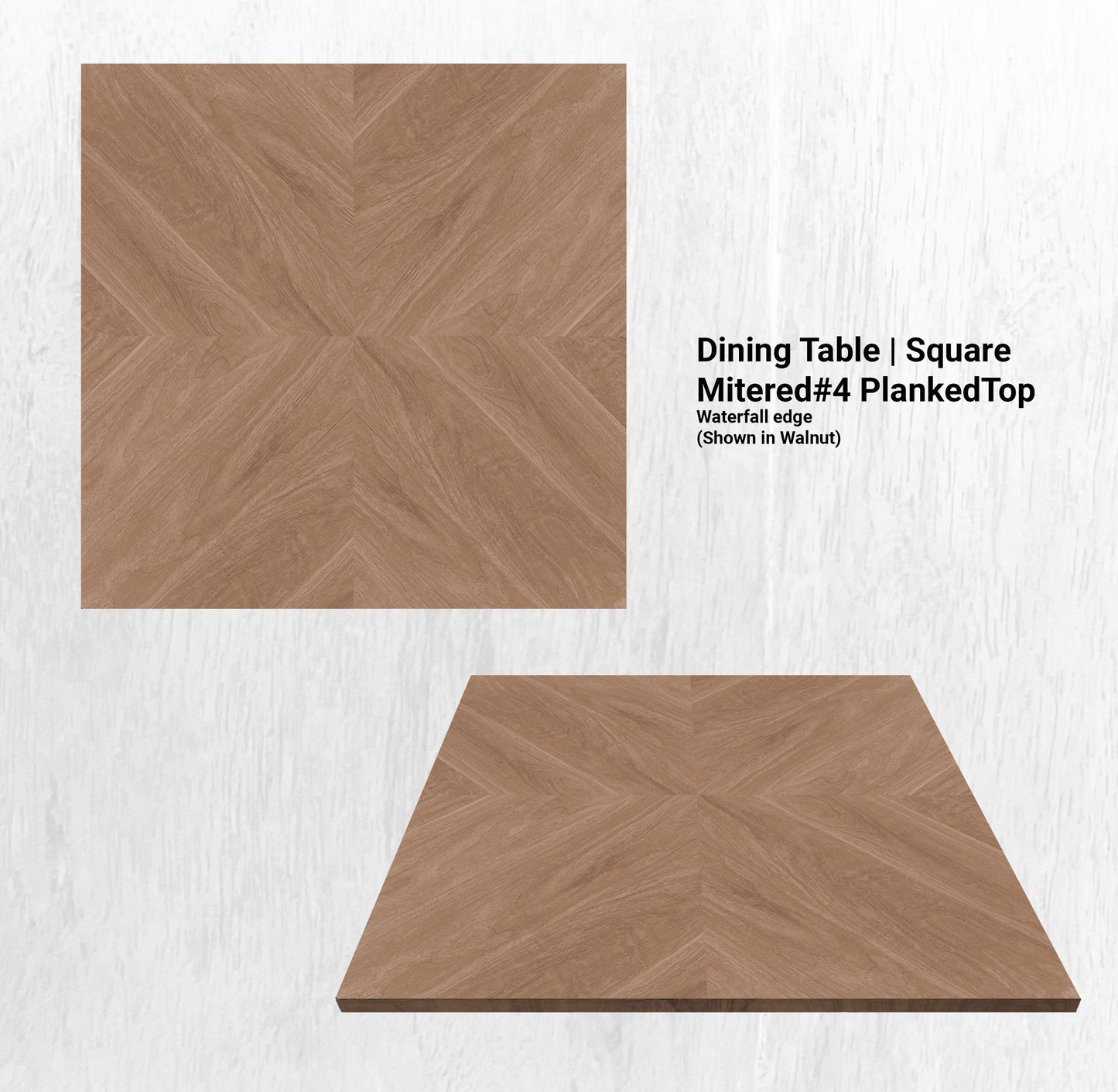 60"L x 60"W Dining Table | Square Mitered#4 PlankedTop