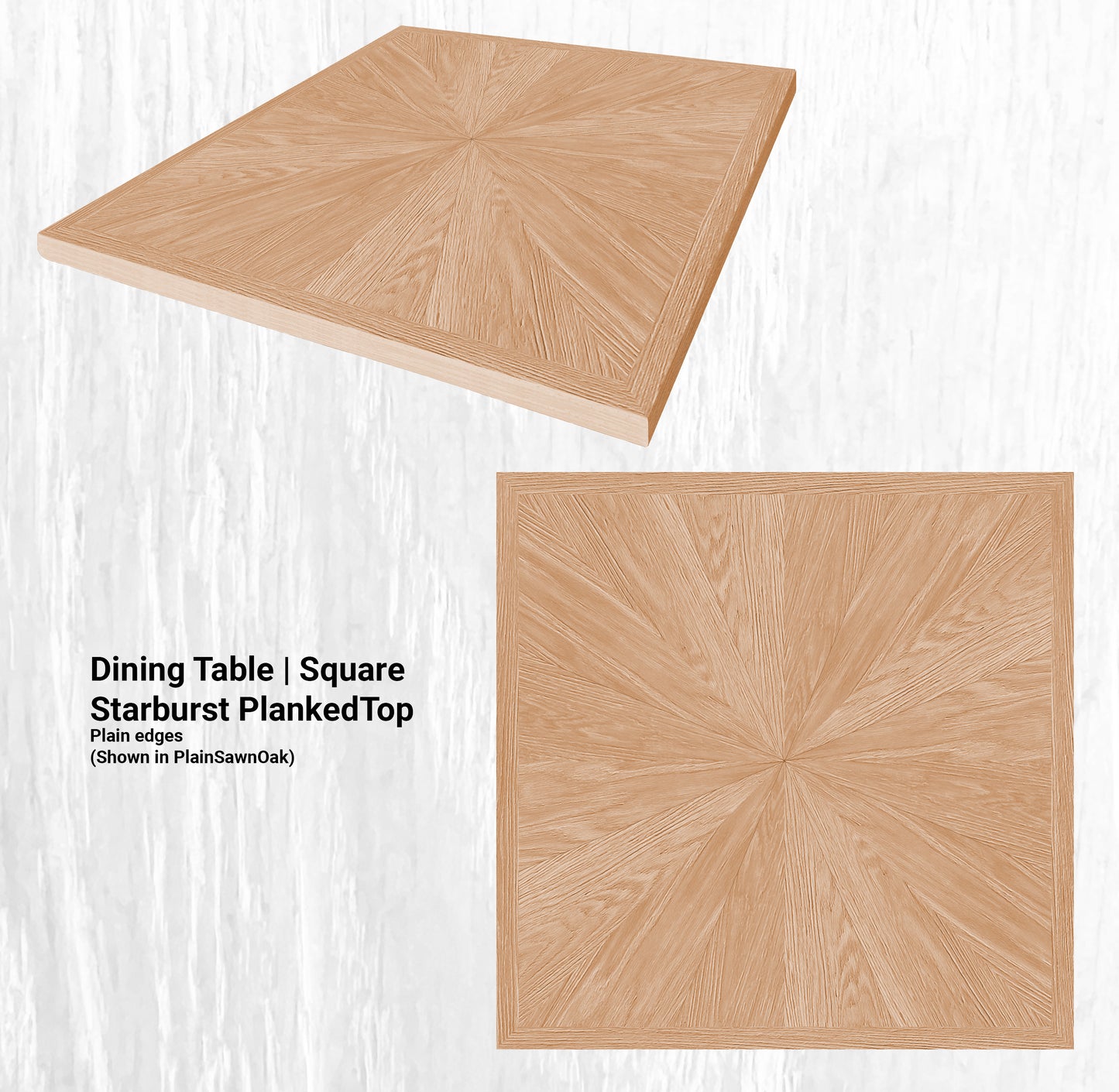 60L" x 60"W Dining Table | Square Starburst PlankedTop