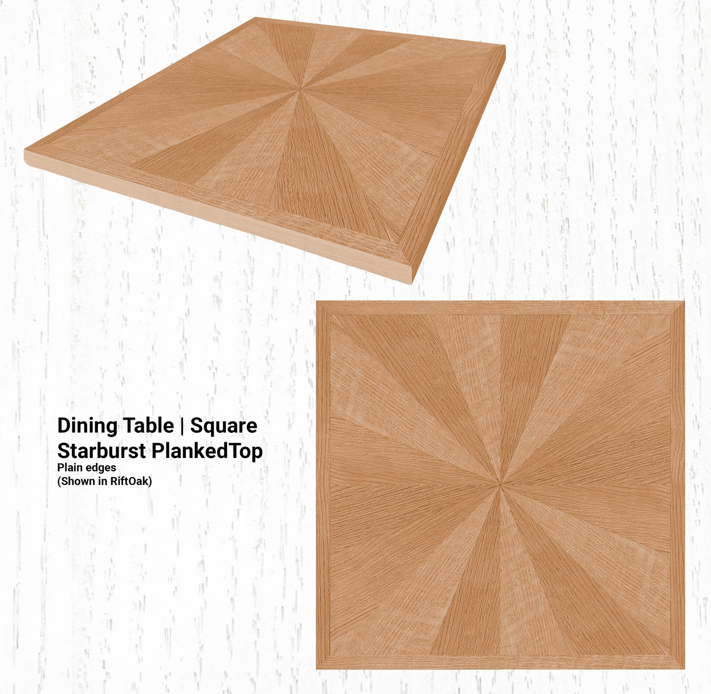 60L" x 60"W Dining Table | Square Starburst PlankedTop