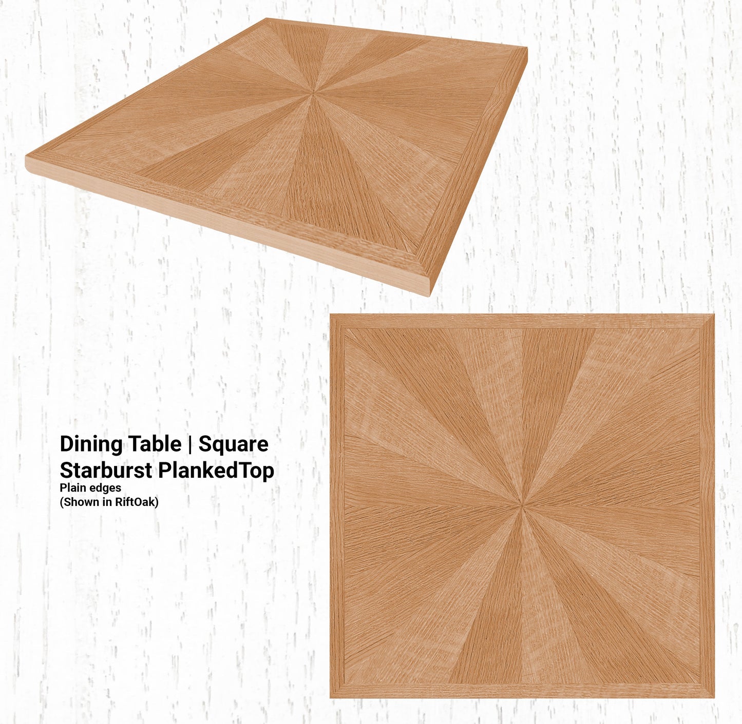 64L" x 64"W Dining Table | Square Starburst PlankedTop