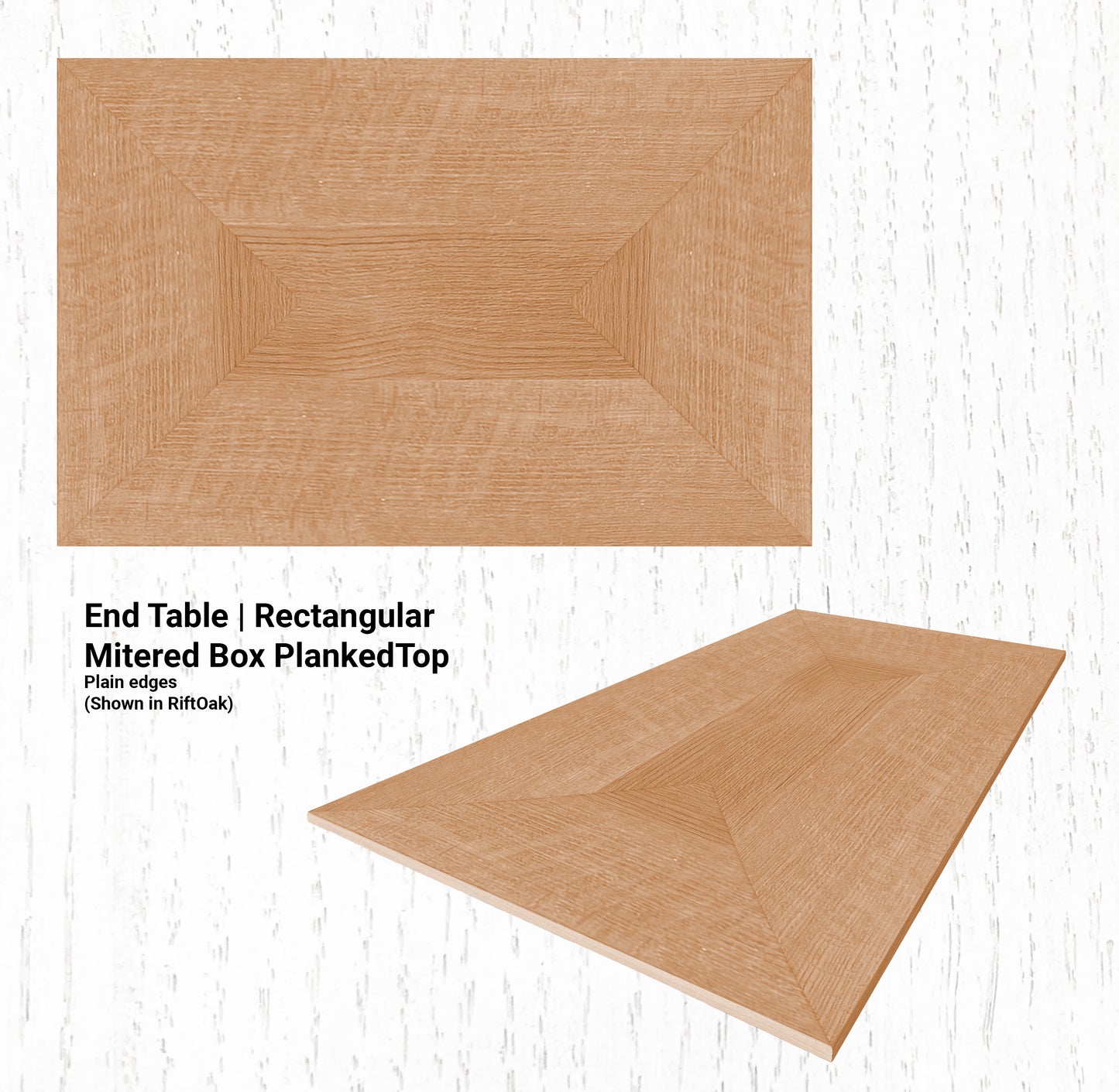 24"L End Table | Rectangular Mitered Box PlankedTop in Oak