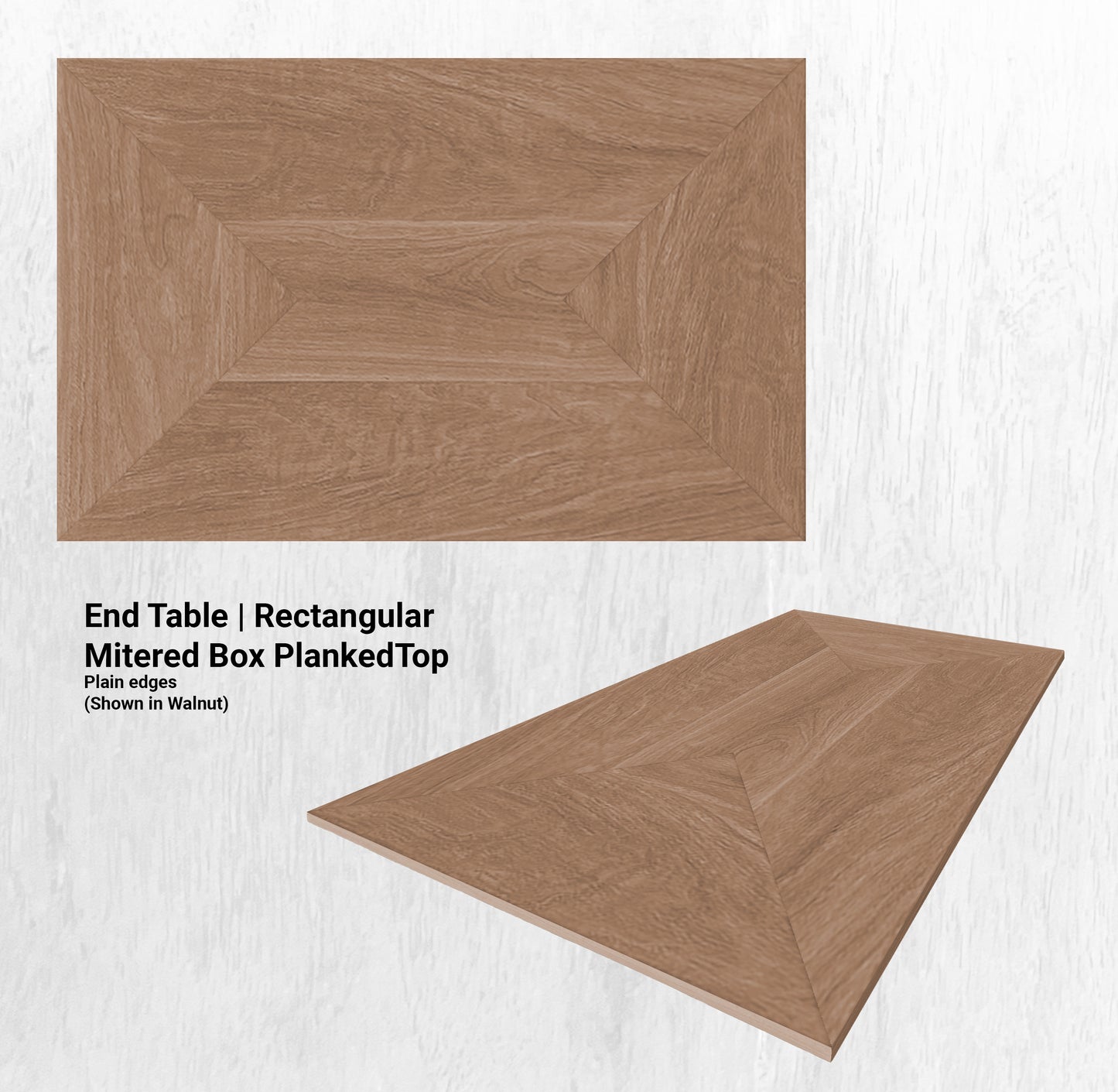 20"L End Table | Rectangular Mitered Box PlankedTop in Walnut