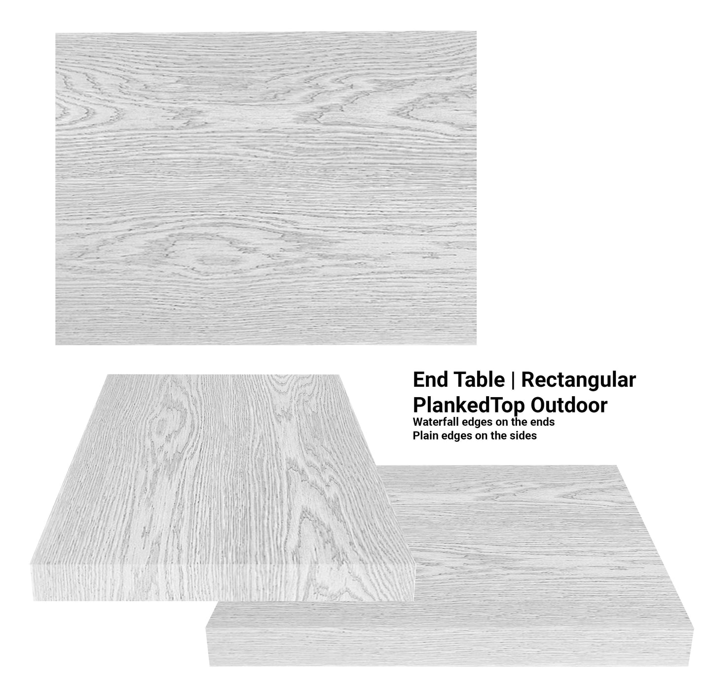 34"L End Table | Rectangular PlankedTop Outdoor