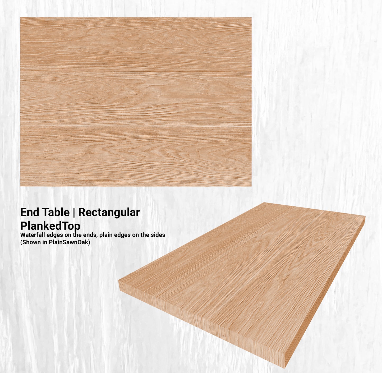 20"L End Table | Rectangular PlankedTop in PlainSawnOak