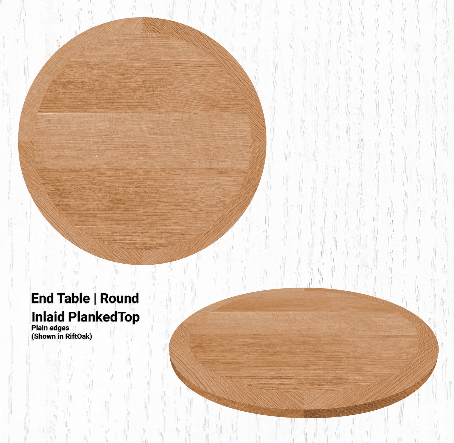 20" - 36" End Table | Round Inlaid PlankedTop