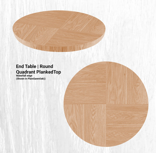 20" Diameter End Table | Round Quadrant PlankedTop