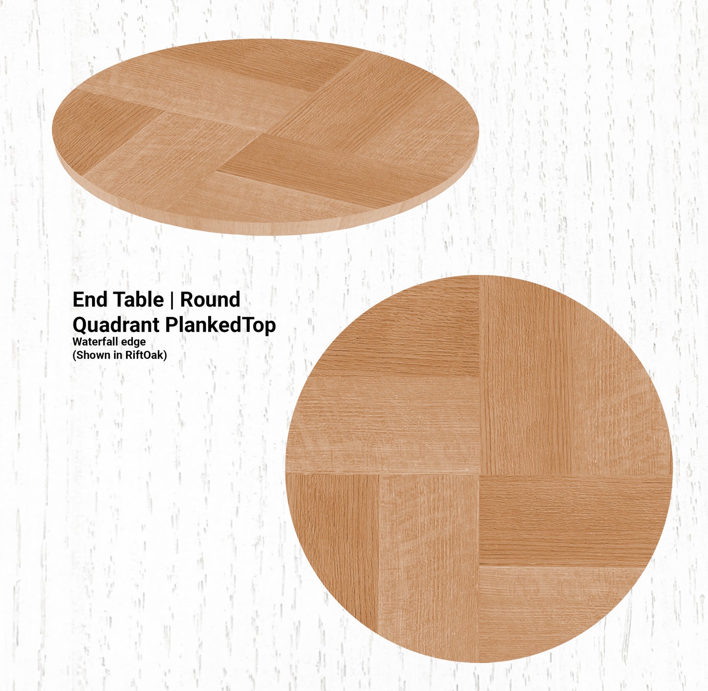 20" Diameter End Table | Round Quadrant PlankedTop