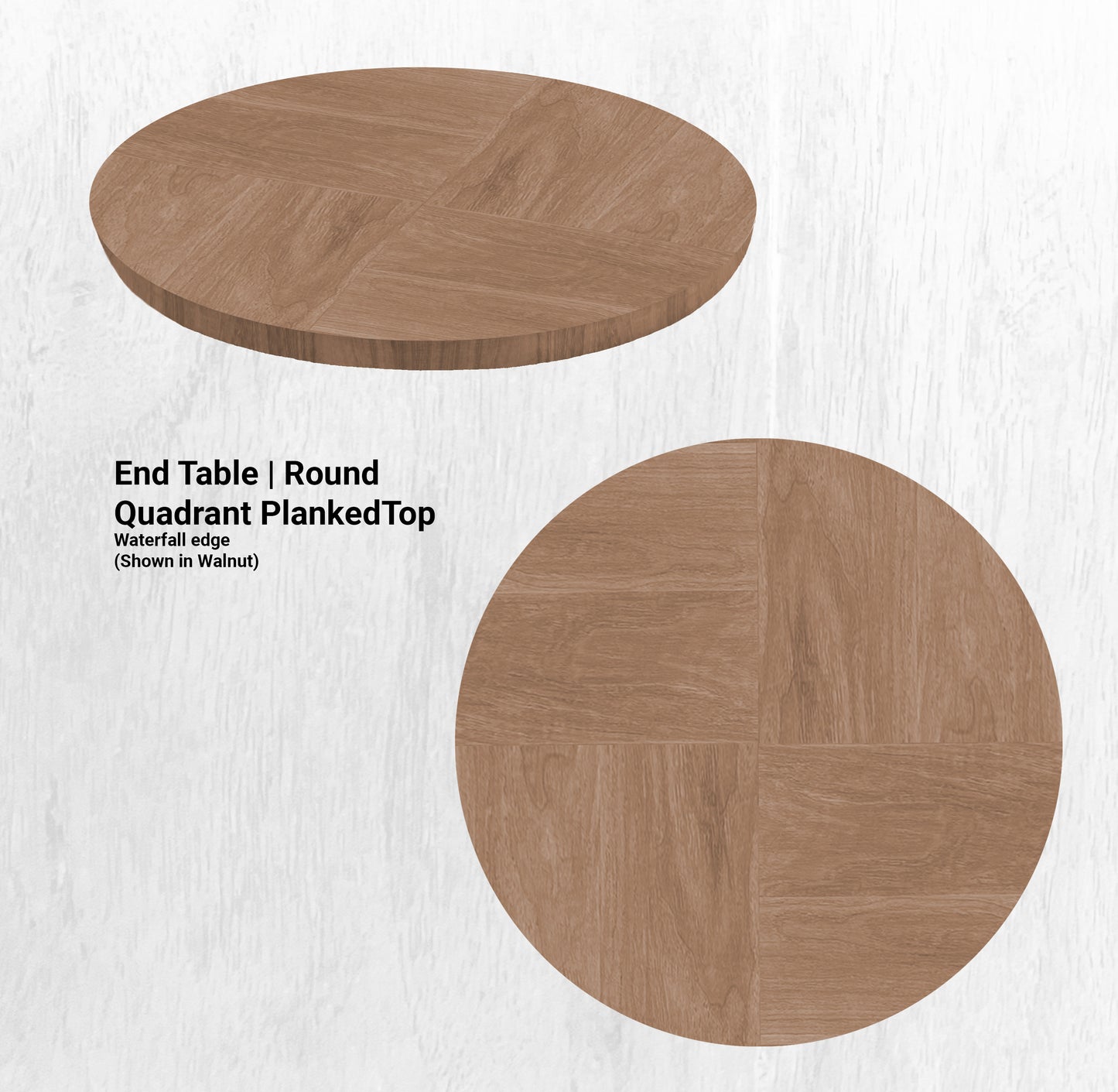 20" Diameter End Table | Round Quadrant PlankedTop