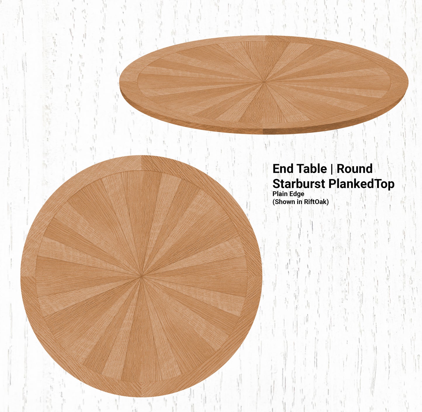 20" - 36" End Table | Round Starburst PlankedTop