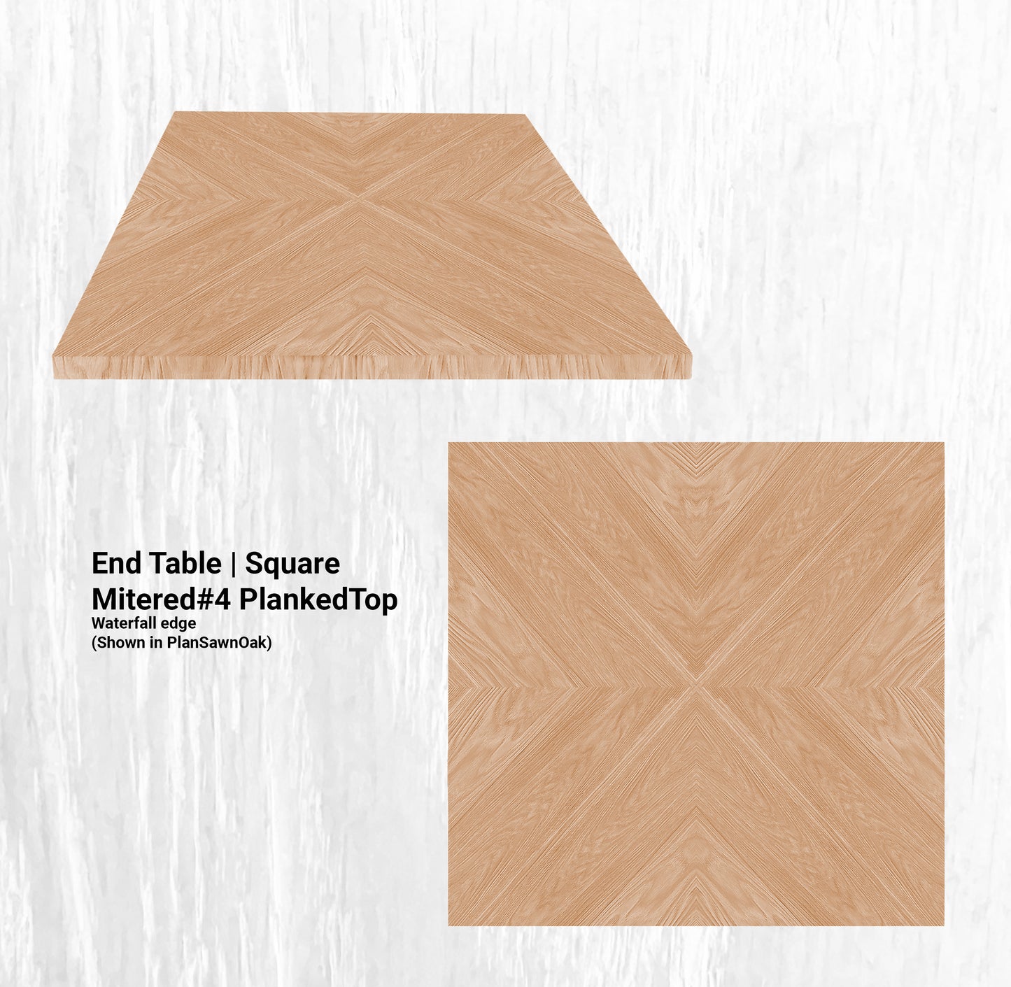 20"L x 20"W End Table | Square Mitered#4 PlankedTop