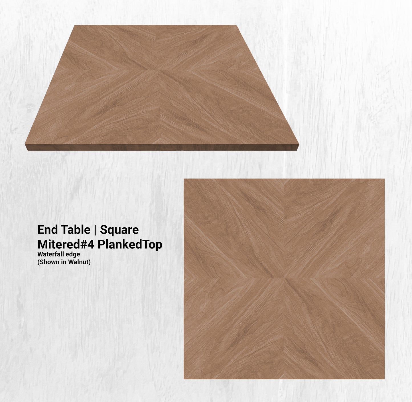 20"L x 20"W End Table | Square Mitered#4 PlankedTop