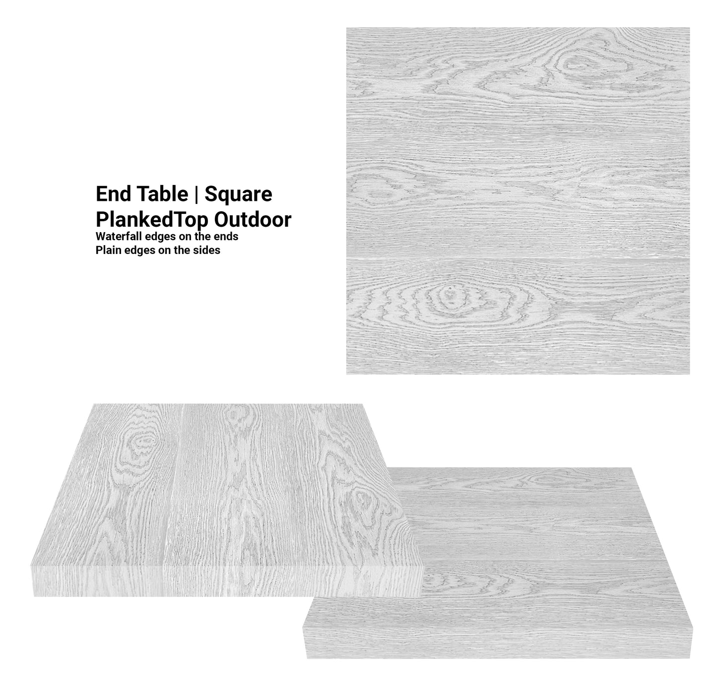 20" - 36" End Table | Square PlankedTop Outdoor