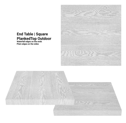 20" - 36" End Table | Square PlankedTop Outdoor