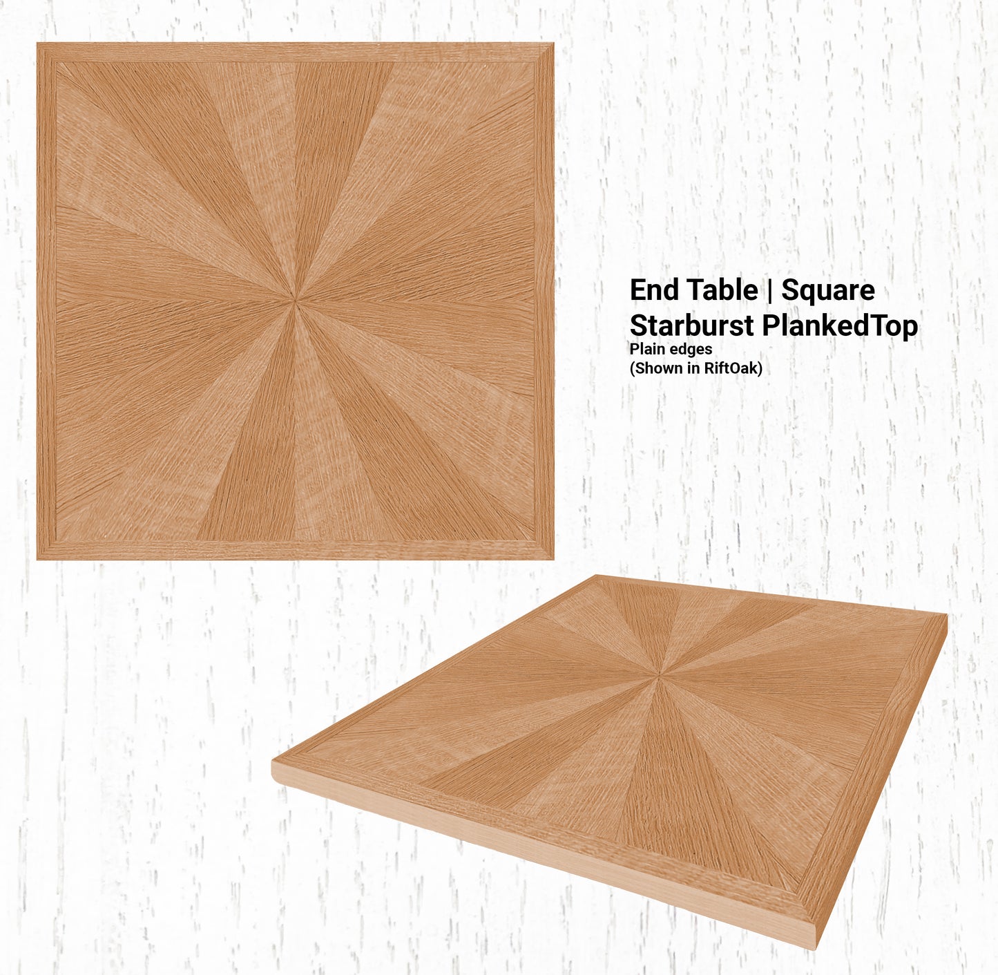 20" - 36" End Table | Square Starburst PlankedTop