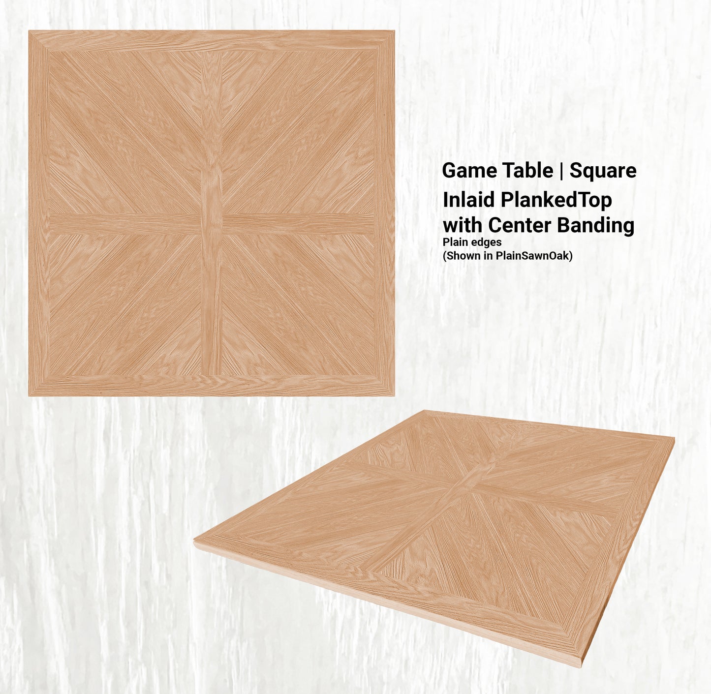 42"L x 42"W Game Table | Square Inlaid PlankedTop with Center Banding