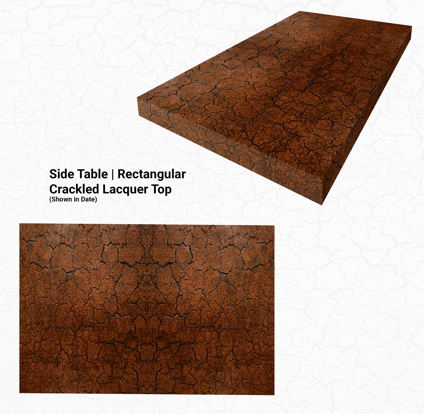 12"L - 18"L Side Table | Rectangular Crackled Lacquer Tops