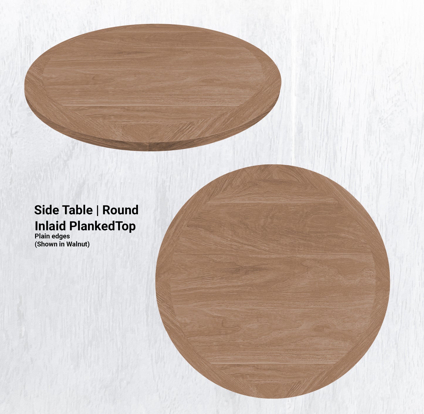 10" - 18" Side Table | Round Inlaid PlankedTop