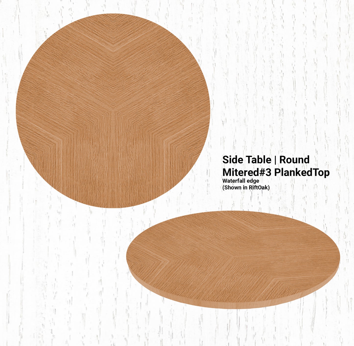 10" Diameter Side Table | Round Mitered#3 PlankedTop